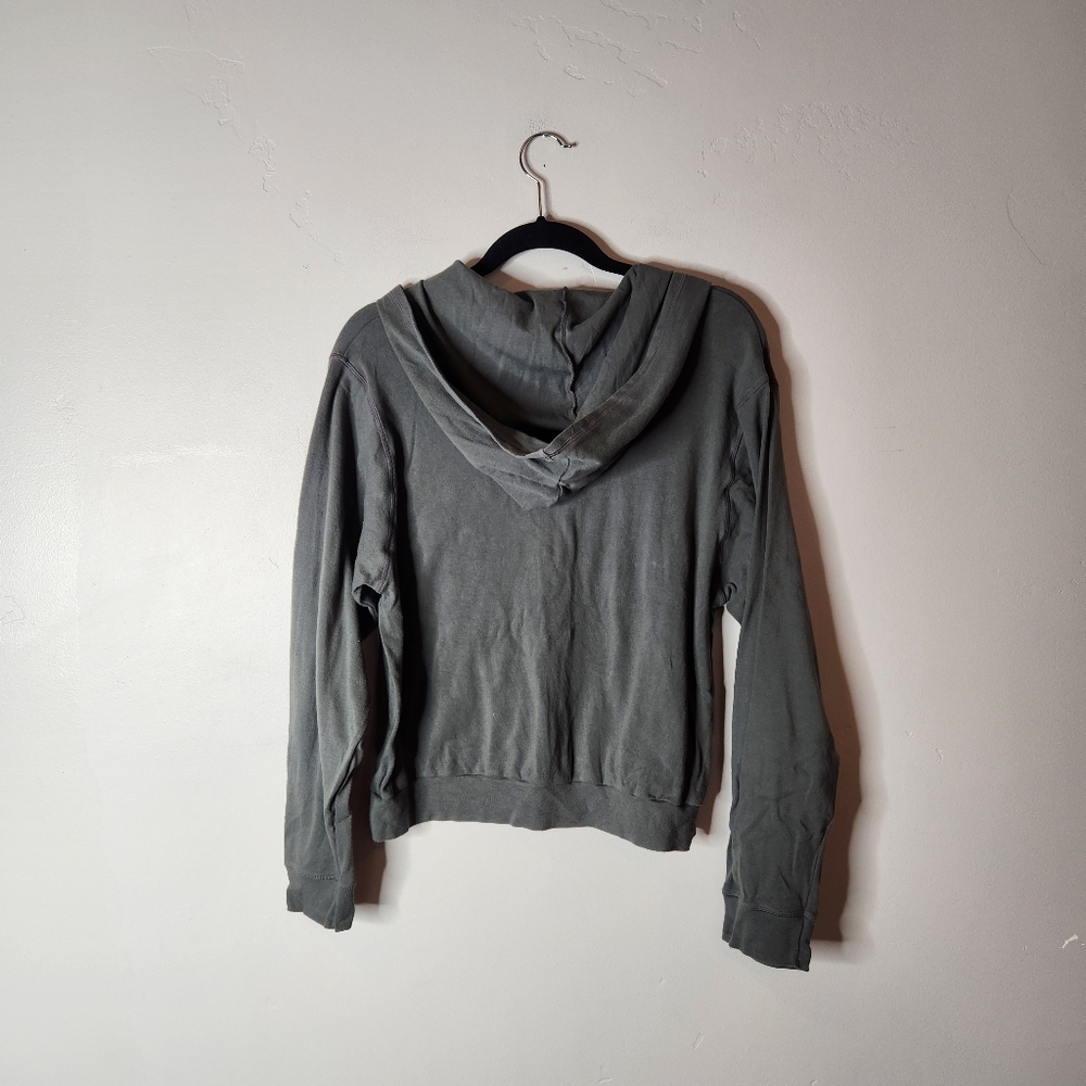 Skims Logo Pointelle Zip Up Hoodie In Mineral Green Size 4X - Picture 3 of 6